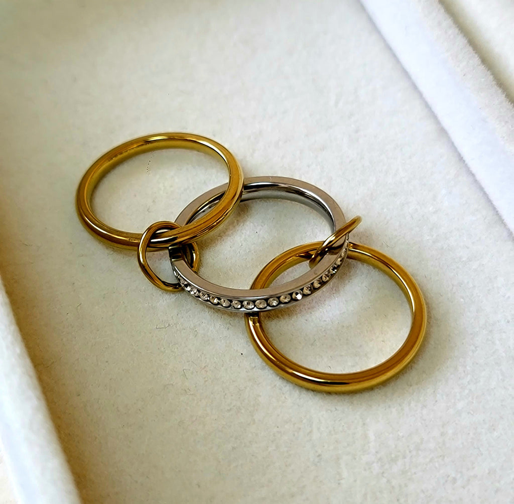 Gold Crystal Stack Ring