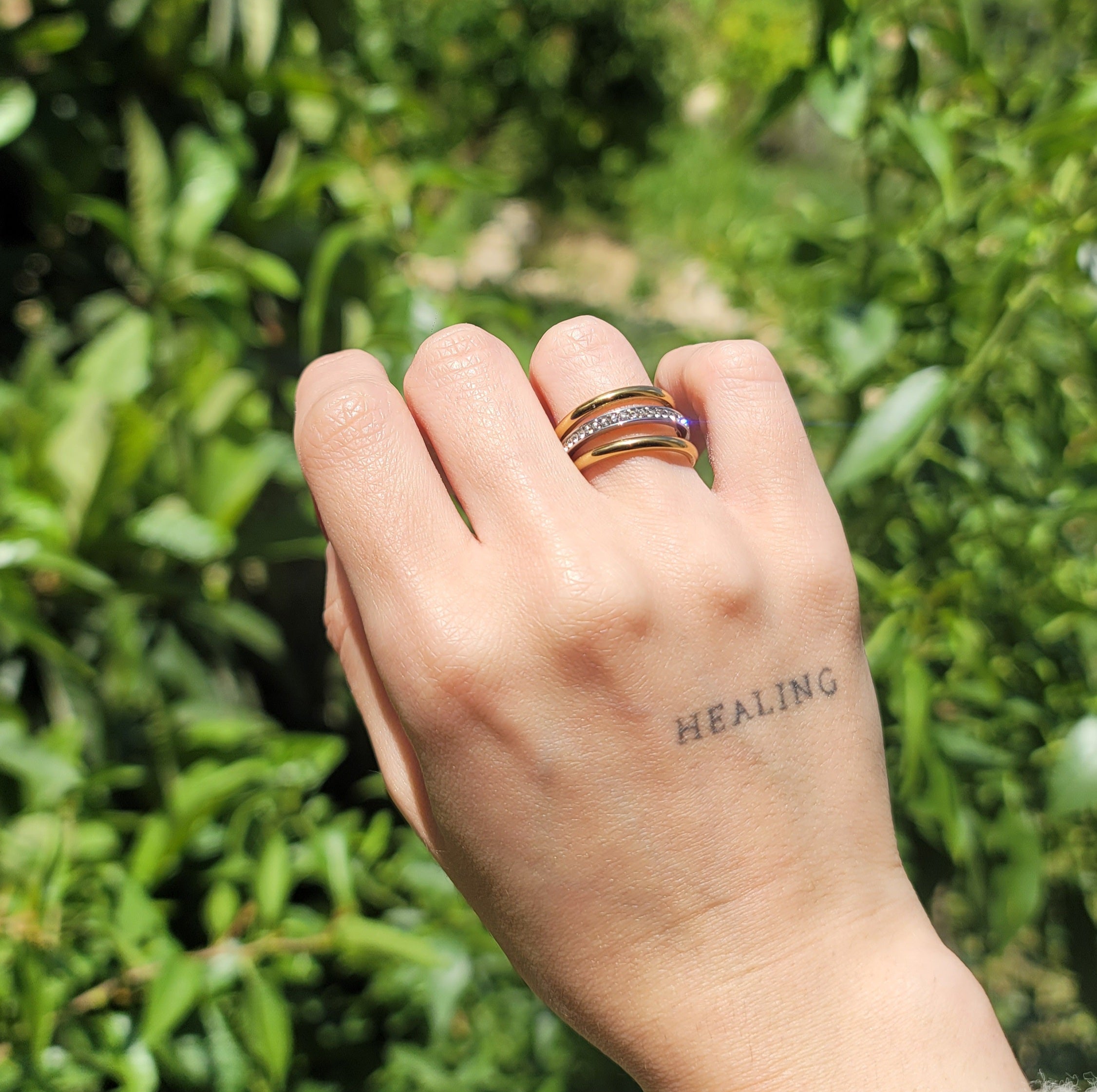 Gold Crystal Stack Ring