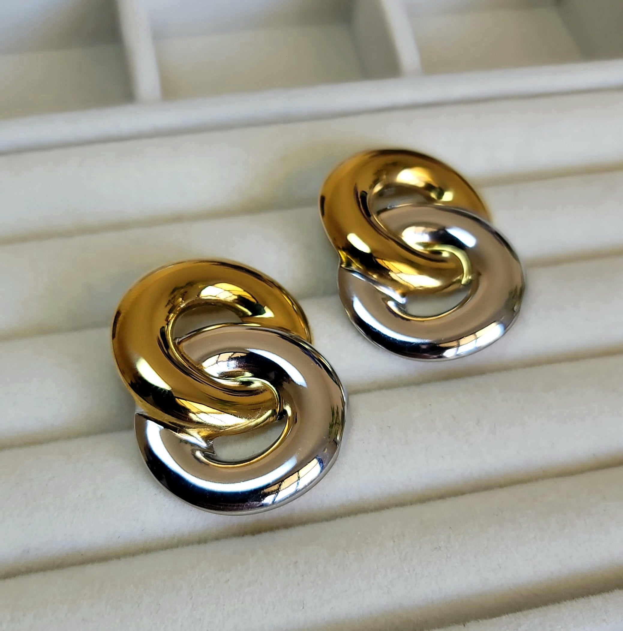 Silver Gold Twist Earrings
