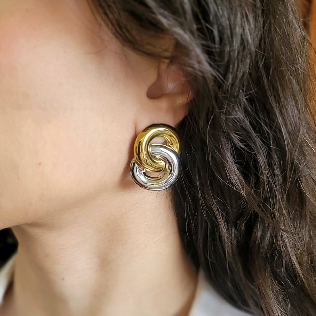Silver Gold Twist Earrings