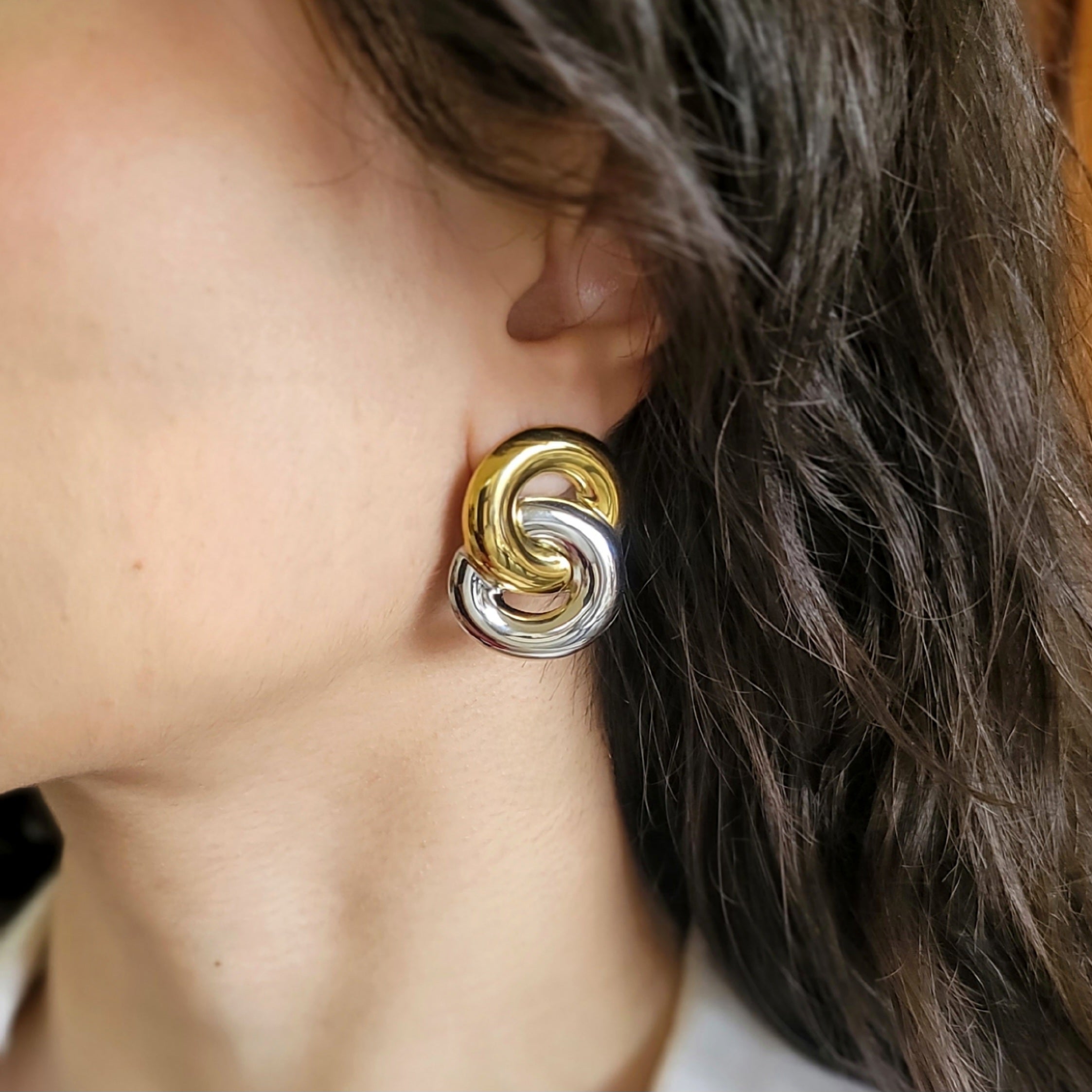 Silver Gold Twist Earrings